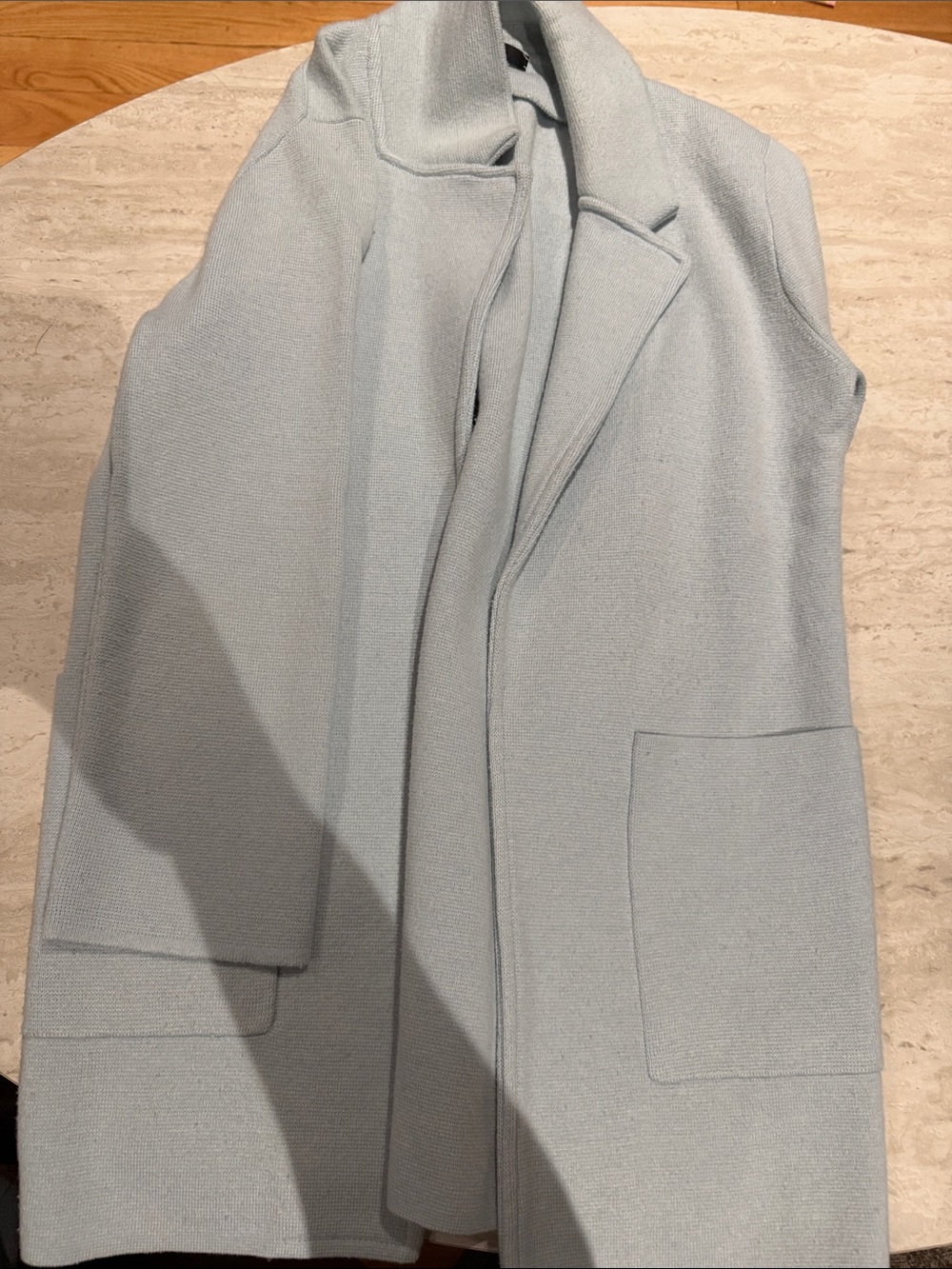 Light Blue Open-Front Cardigan with Patch Pockets